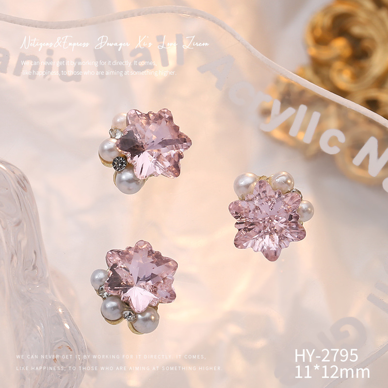 Celebridad en línea Maillard joyería de uñas de cristal pila diamante producto terminado flash torcido corazón grasa cuadrado hecho a mano perla joyería de uñas