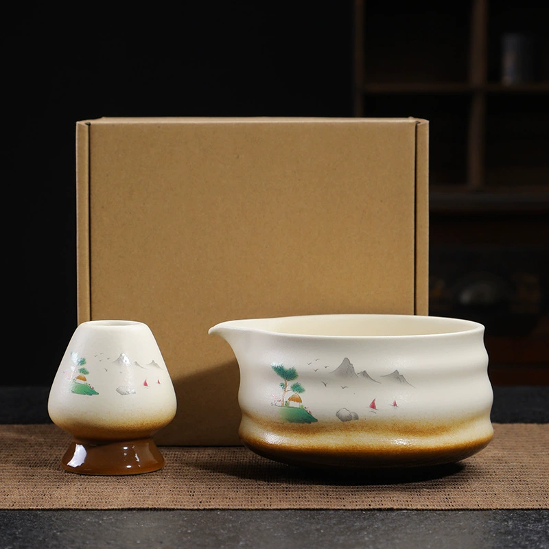 Sansui, sticker, matcha, tea cup, ceramic set, gradient