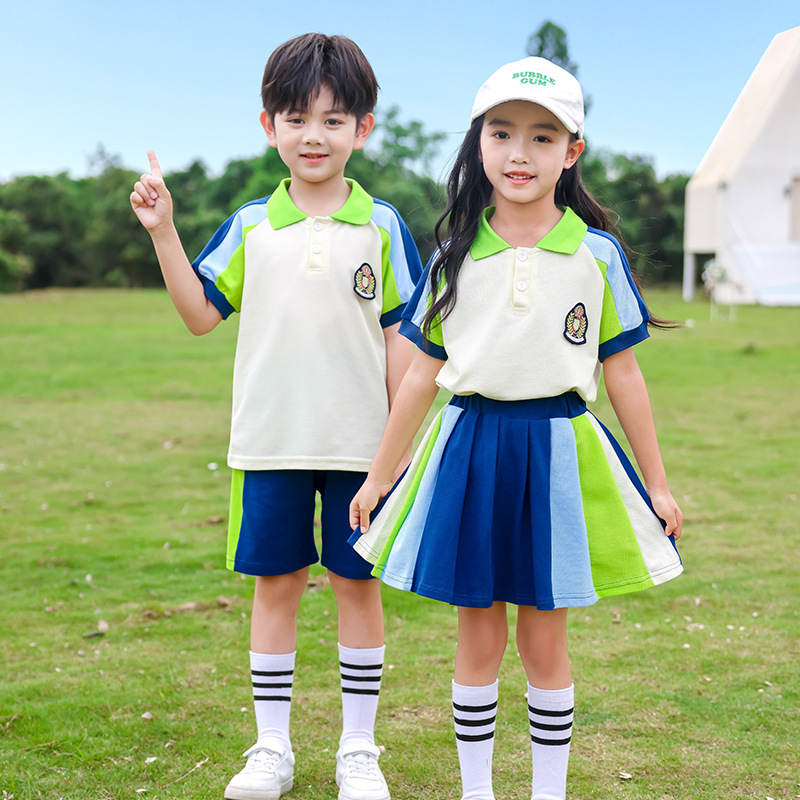 Summer kindergarten uniform set for primary school students, children's class uniform, three-piece summer sportswear set for sports day uniformity