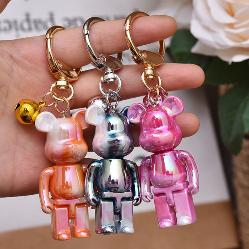 Creative Cartoon Acrylic Colorful Bear Keychain Fashion Car Bag Keychain Pendant Gift Wholesale