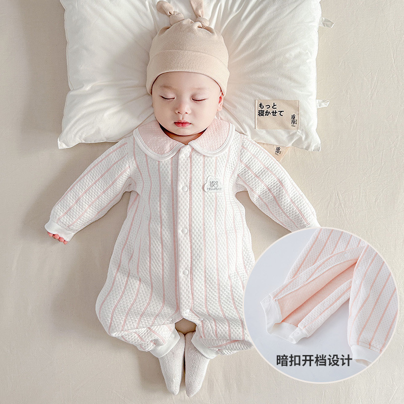 Bebé mono primavera y otoño puro algodón acolchado bebé niña ropa de primavera ropa recién nacido mameluco bebé primavera mameluco