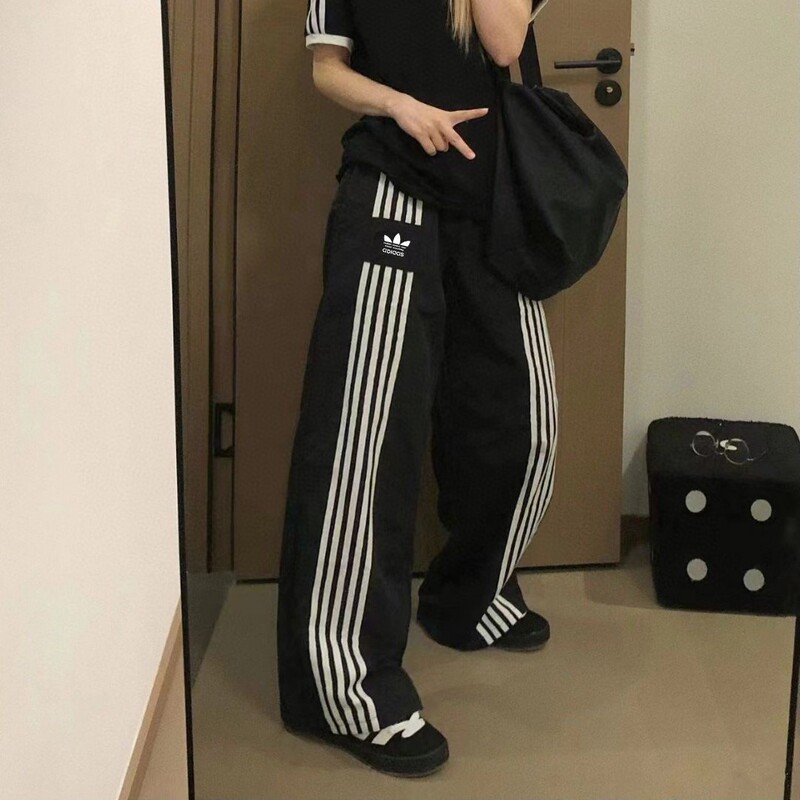 Clover Casual Long Pants for Women Spring and Autumn Fashion Versatile Straight Wide-Leg Pants Trendy Brand Loose Casual Sports Pants