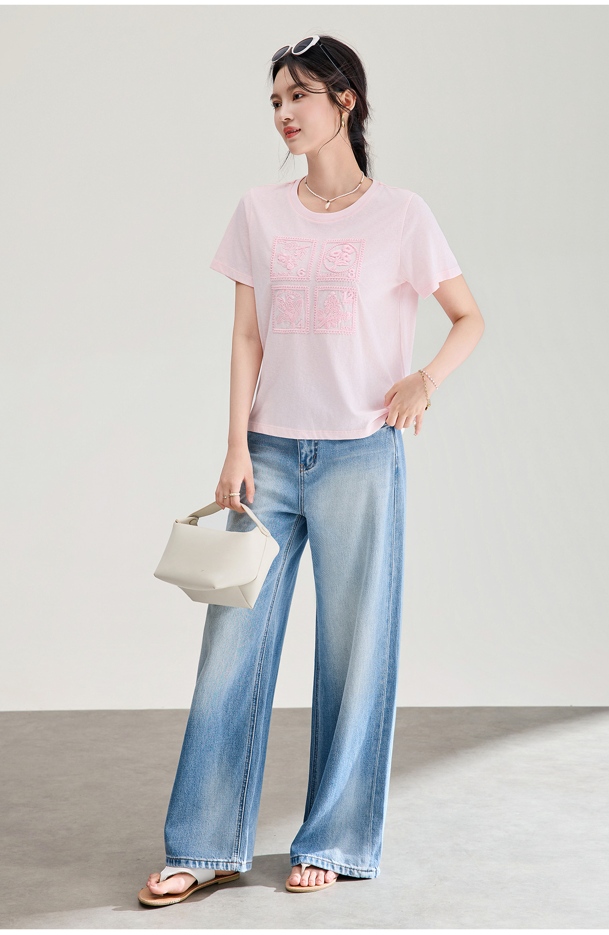 Quần jean nữ ống rộng chất liệu cotton giặt mềm, dáng rộng thùng thình phong cách denim — xanh lam chi tiết 7