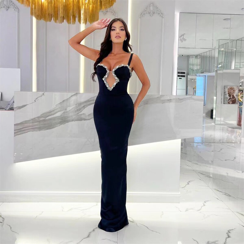 bandage dress cross-border sexy mesh diamond see-through sling sheath bandage dress dress long dress bandage dress cross-border sexy mesh diamond see-through sling sheath bandage dress dress long dress