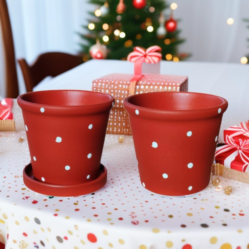 Red polka dot colored red pottery succulent pots red pottery flower pots international pots flower pots succulent ceramics wholesale