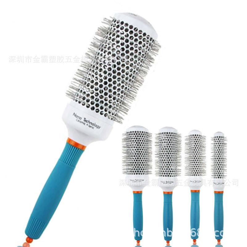 陶磁器のローラー櫛の円形のアルミニウム管の耐温性の形のカールの櫛のナイロンの櫛の熱い風の櫛のふわふわしている風の櫛の熱い風の櫛|undefined