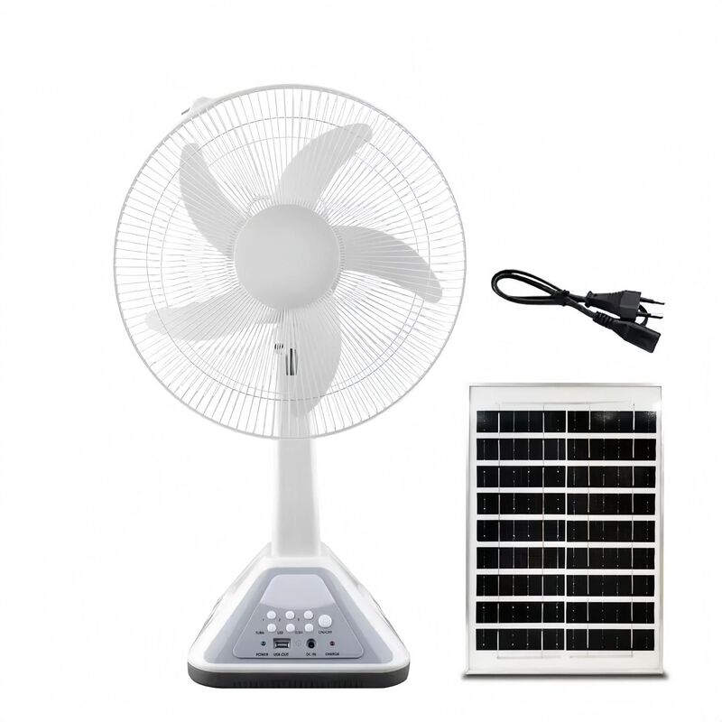 Hot sale 16 inch foreign trade DC AC solar charging fan with bulb solar panel desktop wall-mounted remote control