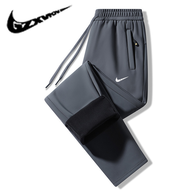 2024 autumn and winter outdoor graphene assault pants men's fleece-lined thickened waterproof fabric pants men's sports casual pants