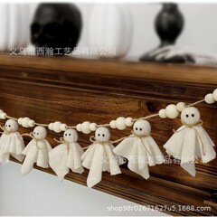 新しいハロウィンコウモリタグクリエイティブ木製ビーズ麻ロープビーズ DIY ホーム壁掛け人形ペンダント