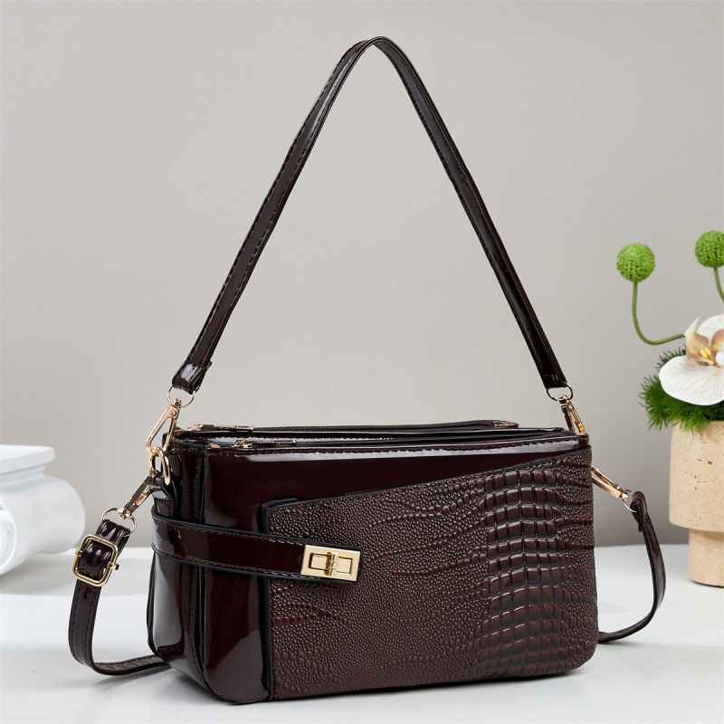 Bolso Cuadrado Pequeño con Estampado de Cocodrilo para Mujer de PU con Cierre de Cremallera para Uso Diario image 7