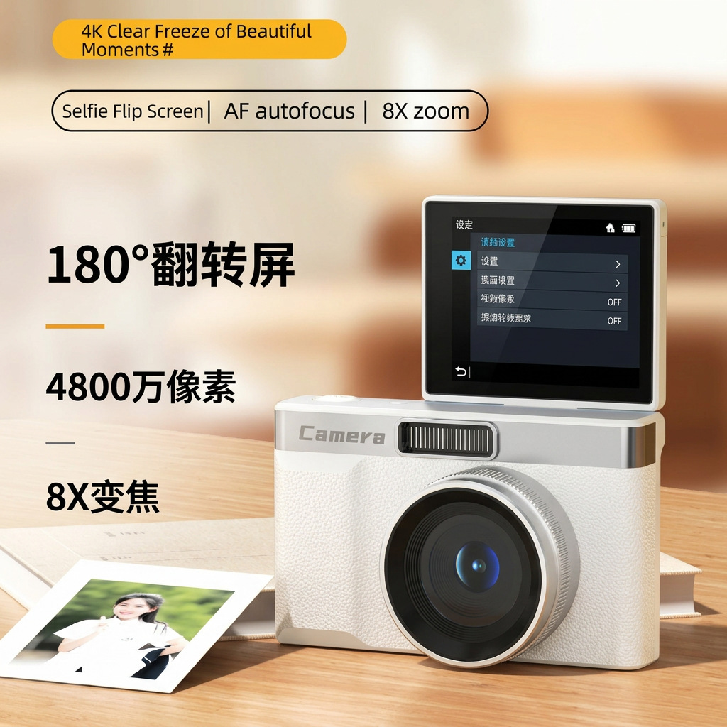 Flip-Screen Student Camera Hd 2.4inch Large-Screen Entry-Level Digital Camera Photo and Video All-In-One Wholesale