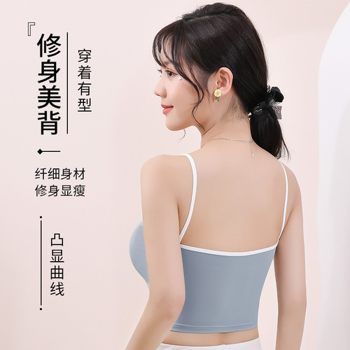 Sports Bra with Ice Silk Fabric, Comfortable Backless Top, Women's Chest Pad Cover Bra, No Underwire, Factory Wholesale