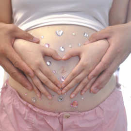 孕妇肚皮贴钻石居家拍照道具珍珠水钻彩色爱心造型孕肚写真照贴纸