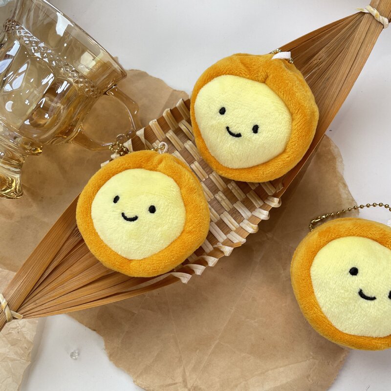 New Cute Personalized Egg Tart Doll Plush Small Pendant Girl's Bag Hanging Creative Keychain GJ252