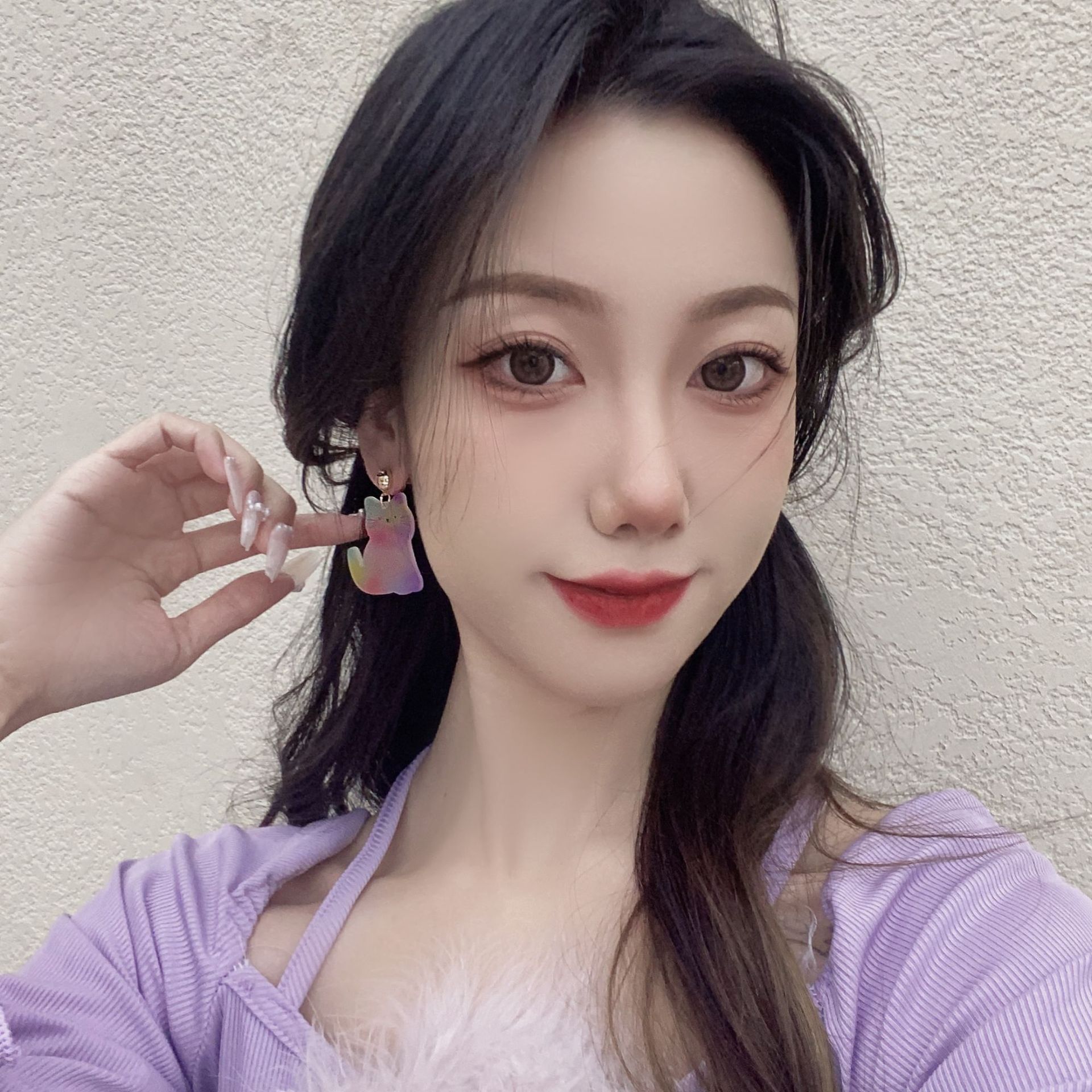 Drop Earrings Classification 1 Pair Quantity 1 Pair Cute Rabbit Colorful Cat Patchwork Arylic Drop Earrings