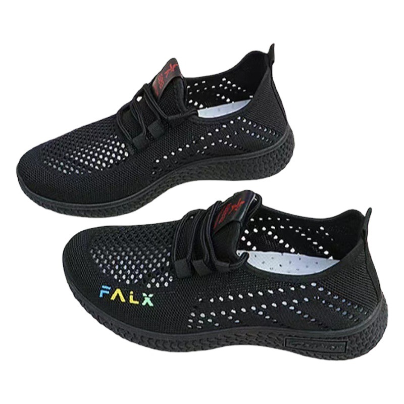 Venta directa de fábrica Zhenfei tejido de malla de mujer zapatos de verano transpirable de malla de vuelo tejido de Mujer Zapatos de encaje ligero zapatilla de deporte