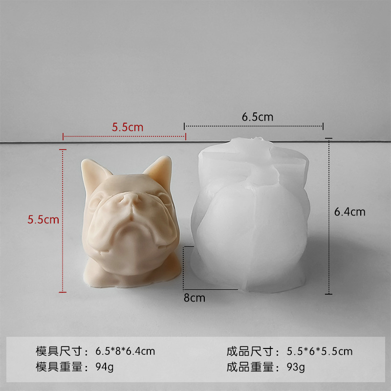 Jiahuimei cachorro cabeza aromaterapia vela método Bulldog yeso fragante piedra epoxi decoración molde de silicona