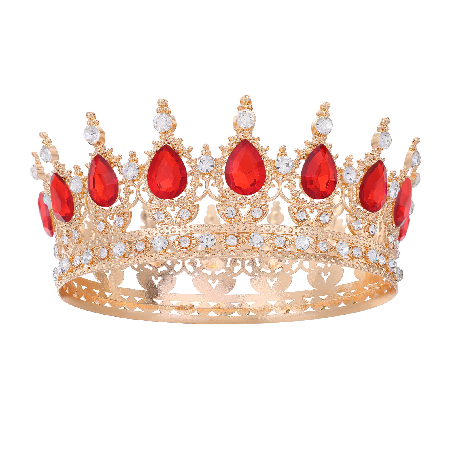 Barroco transfronterizo corona redonda cabeza de novia europea regalo de cumpleaños barroco corona redonda joyas para el pelo