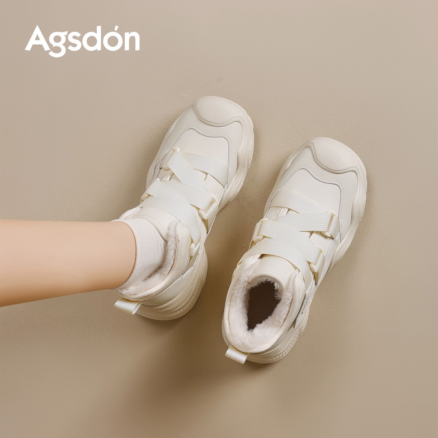 Antiguo león Dengjia terciopelo alto padre zapatos mujeres 2025 nuevo otoño invierno grueso velcro zapatos de algodón suave zapatos deportivos