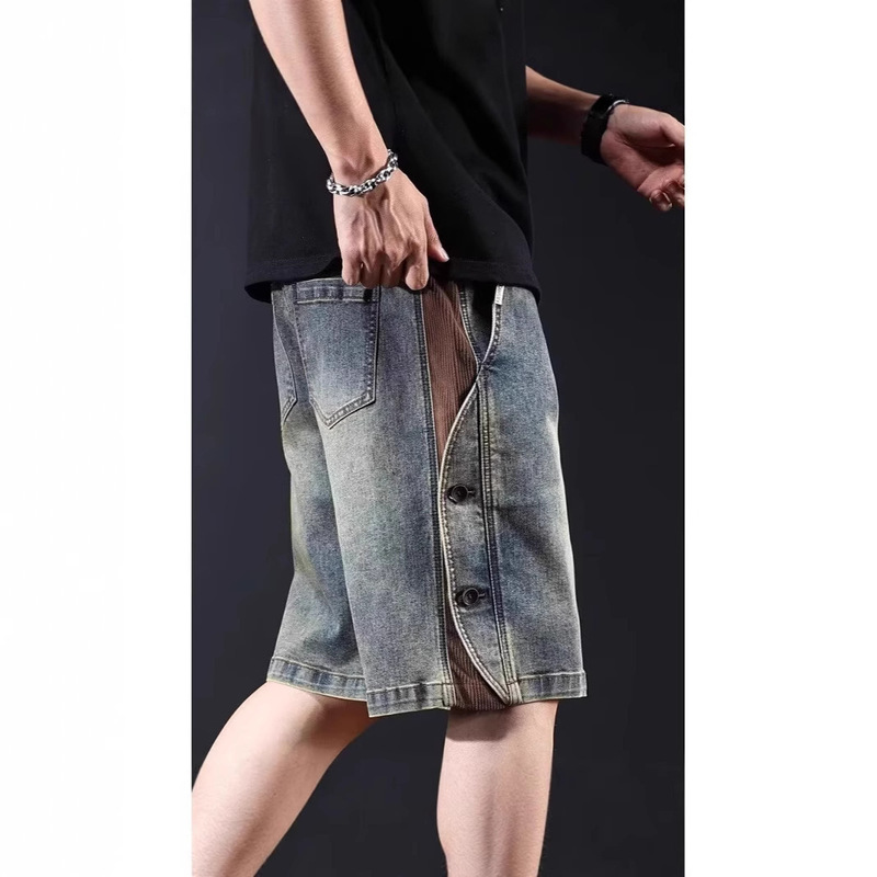 Men's Summer Loose-Fitting Denim Workwear Shorts, Stylish Men's Straight-Leg Pants, American-Style Trendy Brand Five-Point Pants, Slim-Fit Pants Men's Summer Loose-Fitting Denim Workwear Shorts, Stylish Men's Straight-Leg Pants, American-Style Trendy Brand Five-Point Pants, Slim-Fit Pants
