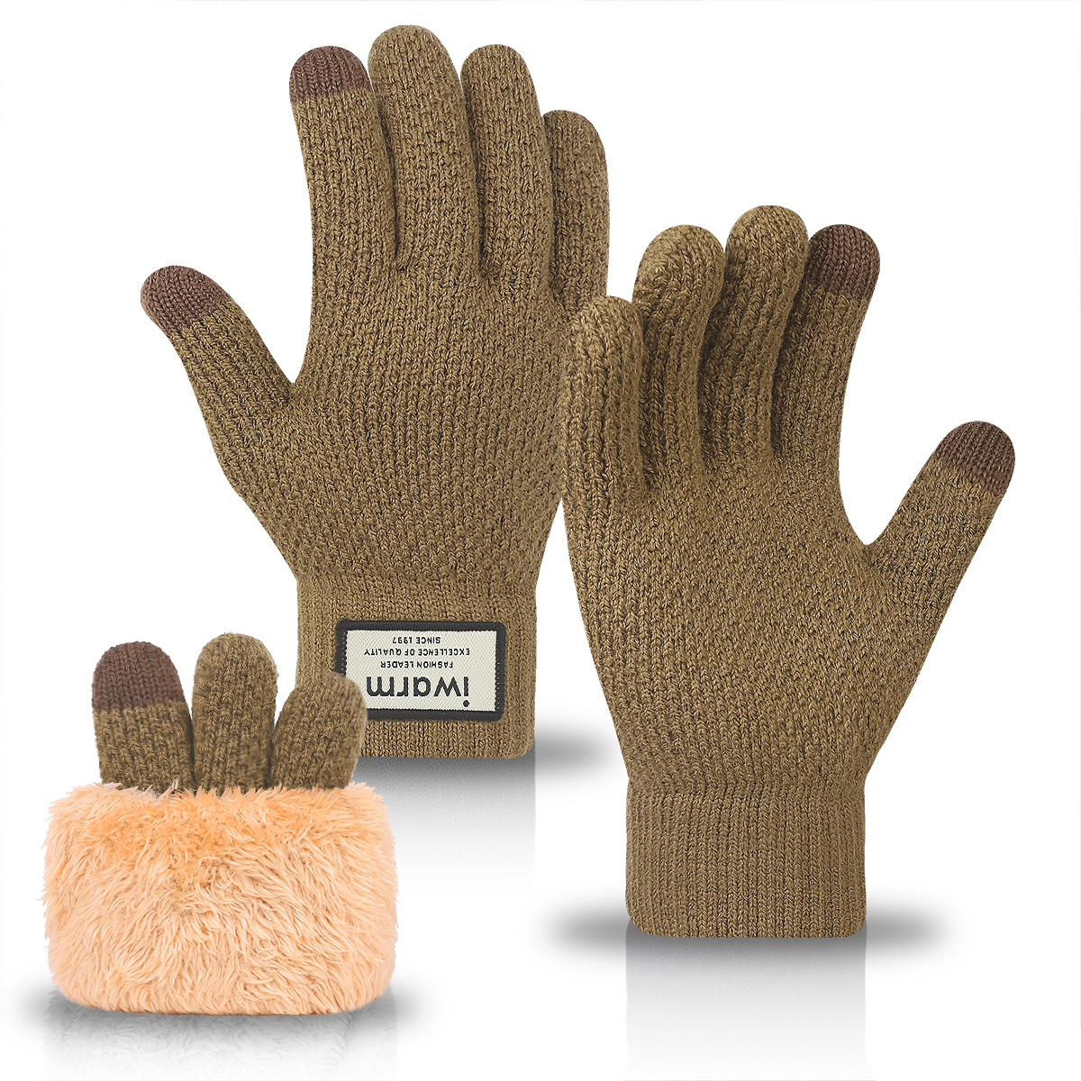 Iwarm cálidos guantes de pantalla táctil térmica de doble capa para hombres y mujeres de invierno con forro polar engrosado a prueba de frío al aire libre guantes de punto