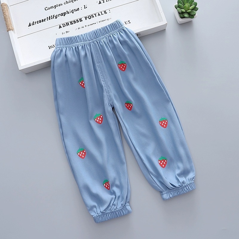 ジーンズ、レディースパンツ、夏用薄手パンツ、女の子ベビー防蚊パンツ、夏用オリンピックアイスシルクコットン子供服|undefined