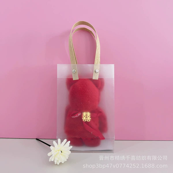 Burgundy linen bag PVC