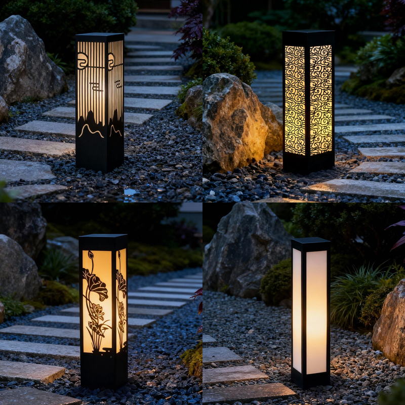 New Chinese-style waterproof lawn lamp, solar-powered villa outdoor garden lawn lamp, garden landscape lamp, electric-powered courtyard lamp