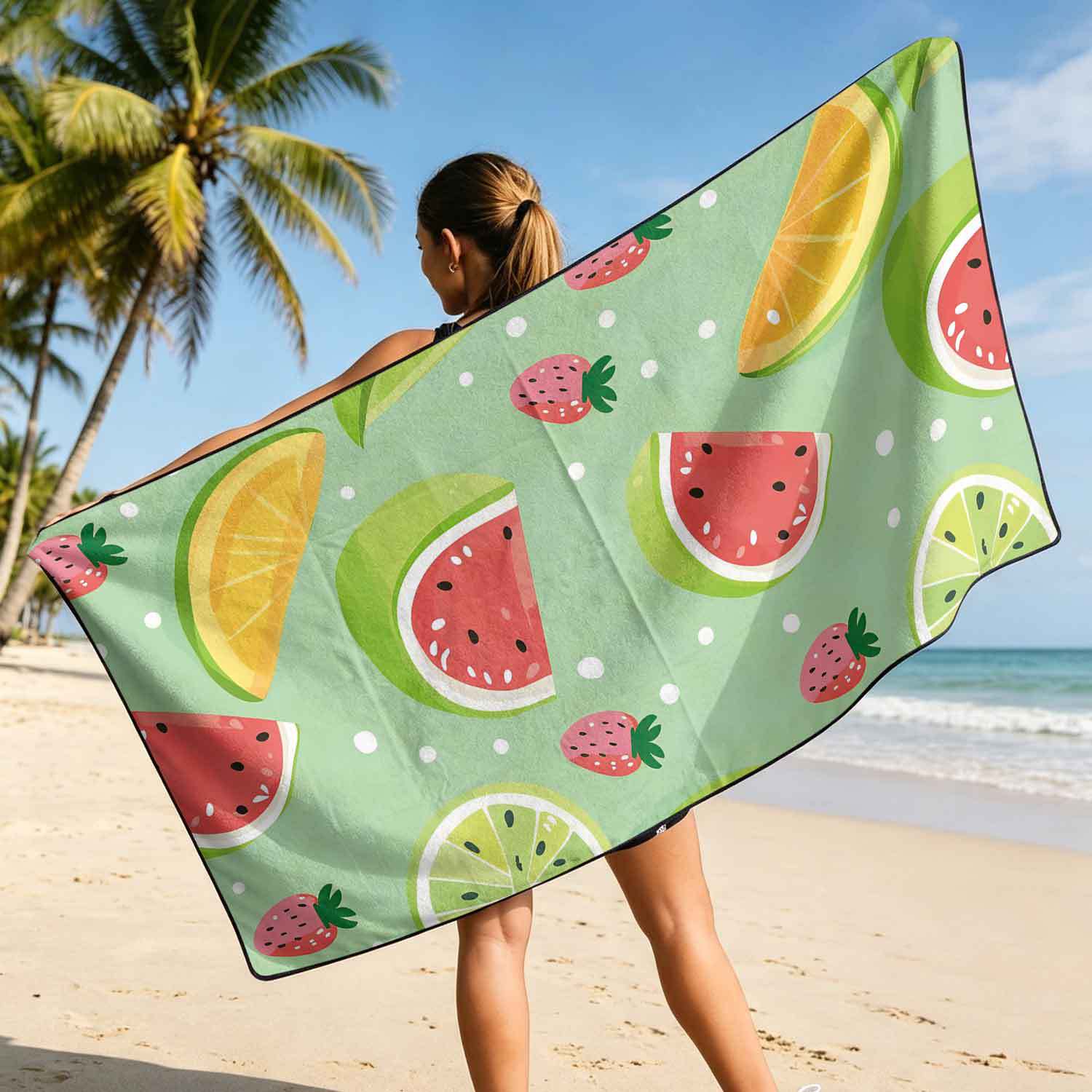 Printed bath towel and car seat cover 2-in-1, ultra-fine fiber outdoor beach and car dual-use universal seat cushion