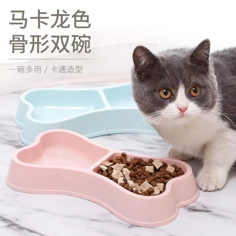 Suministros para mascotas perro de plástico doble tazón de comida dorado Retriever Teddy arroz tazón de agua lavabo de doble uso gato y perro alimentador universal