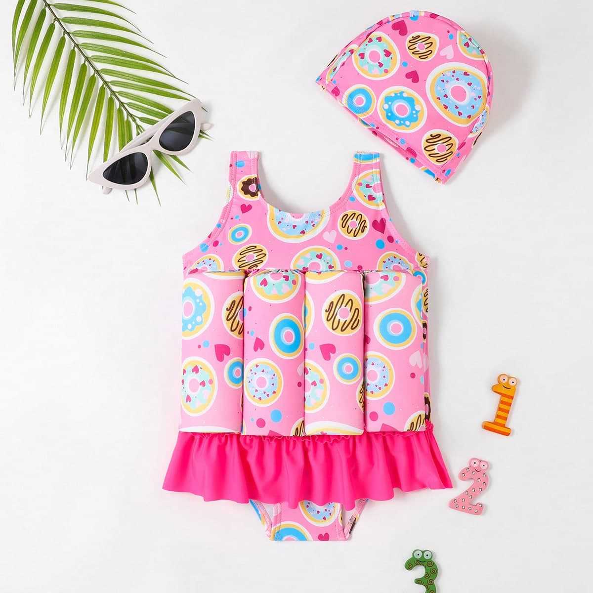 儿童泳衣宝宝浮力连体游泳衣女宝小童婴儿小孩速干可爱女童泳装