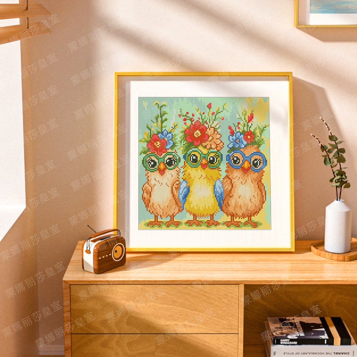 Nuevo bordado cruzado transfronterizo moderno pollo lindo dibujos animados sala de estar dormitorio bordado cruzado pequeñas piezas bordadas al por mayor