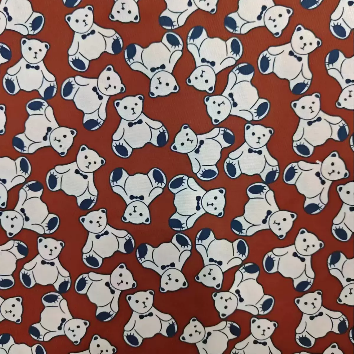 小熊形灯芯绒印花布料 时装休闲布料 童装布料 现货