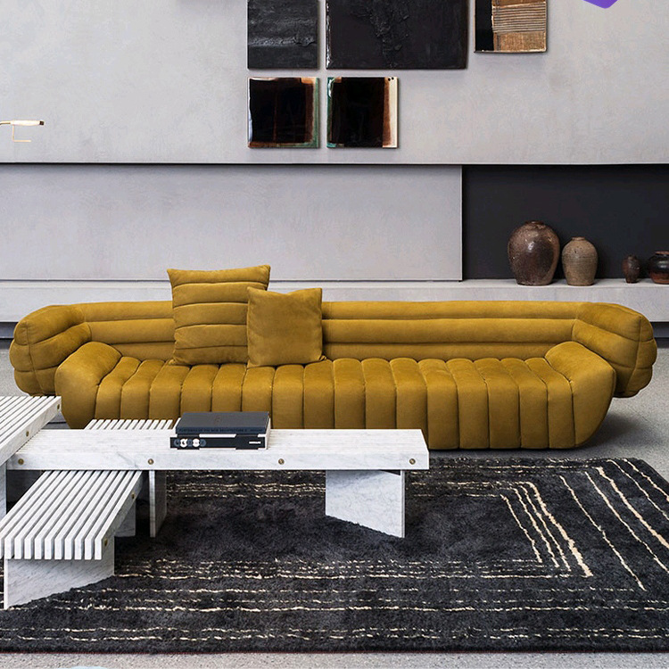 European-style Banana Boat Fabric Sofa Designer Nordic Large Living Room Sofa Villa High-end Living Room Furniture