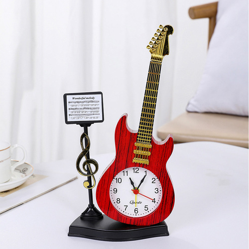 Creative retro craft gifts violin alarm clock student clock guitar model children's toys desktop decoration