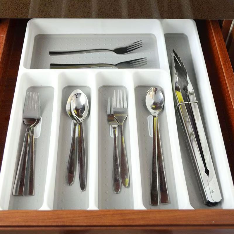 Caja de almacenamiento integrada para cuchillos y tenedores de cajón para cubiertos, caja de bandeja de seis compartimentos, cuchillos y tenedores, palillos y cuchara