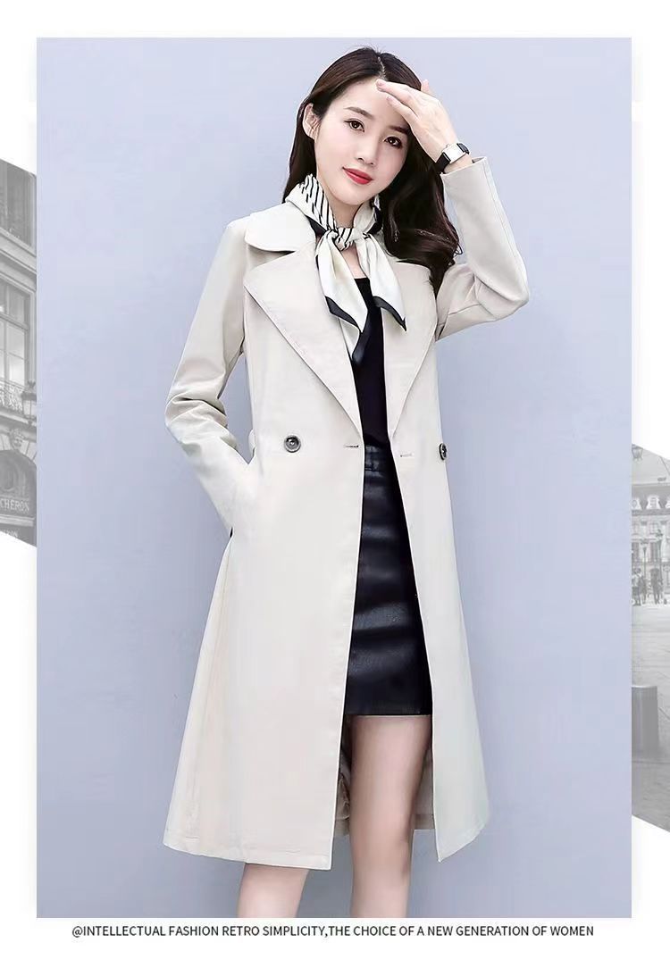 Women's British Style Solid Color Pocket Belt Single Breasted Coat Trench Coat display picture 1