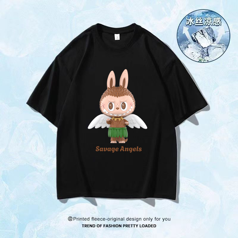 2026 helado seda camiseta impresa de manga corta logotipo grande ropa de trabajo DIY ropa de trabajo impresa de cuello redondo camiseta