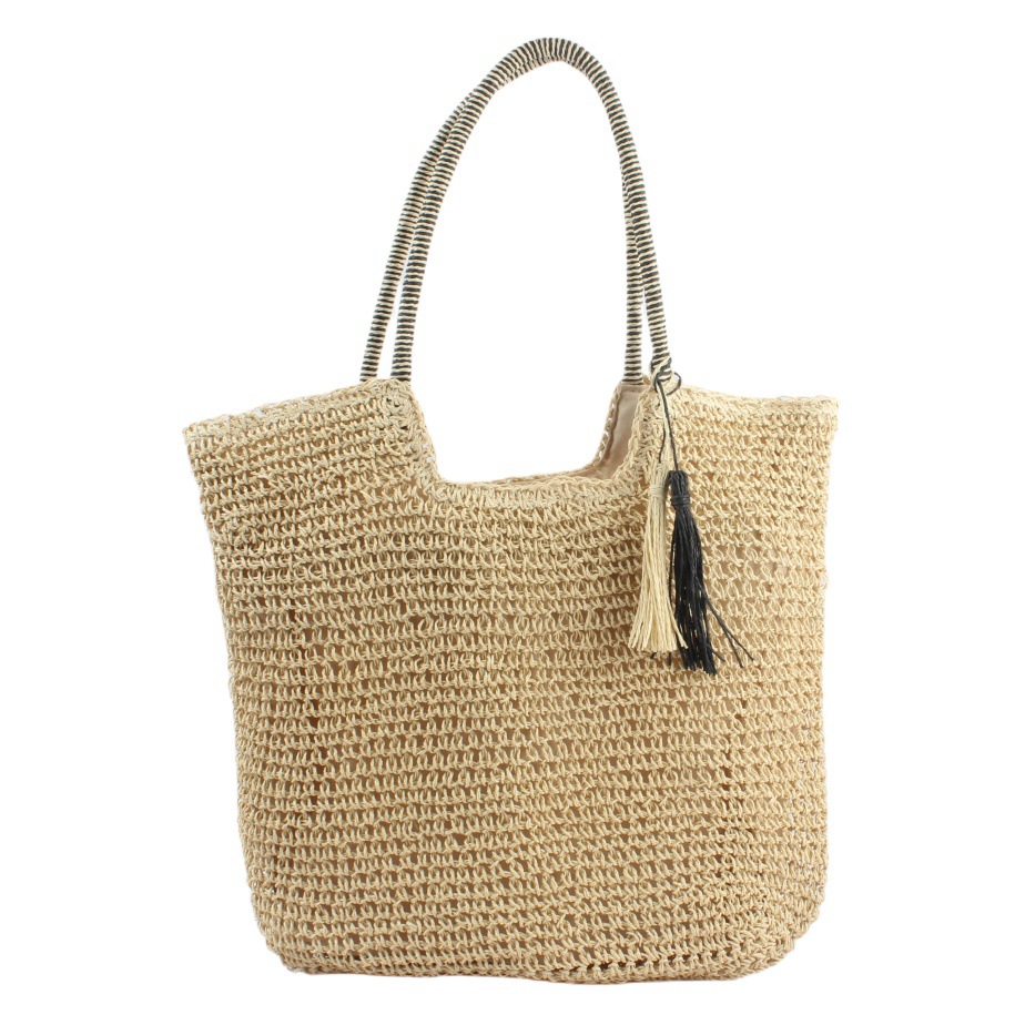 2024 nuevo color sólido bolso tejido bolso de las mujeres bolsa de playa bolsa de gran capacidad bolsa de borla bolsa de moda versátil