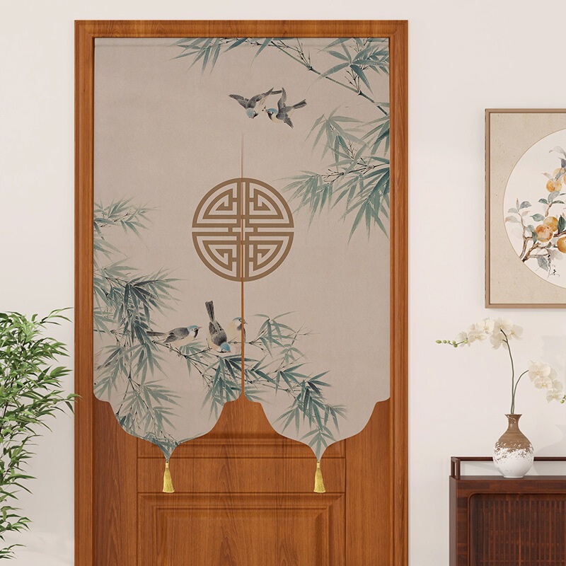 Entrance, Bedroom, Kitchen, Bathroom, Toilet Feng Shui Curtain, No-Drill Fabric Door Curtain, Partition Curtain, Blocking Curtain, New Chinese Style