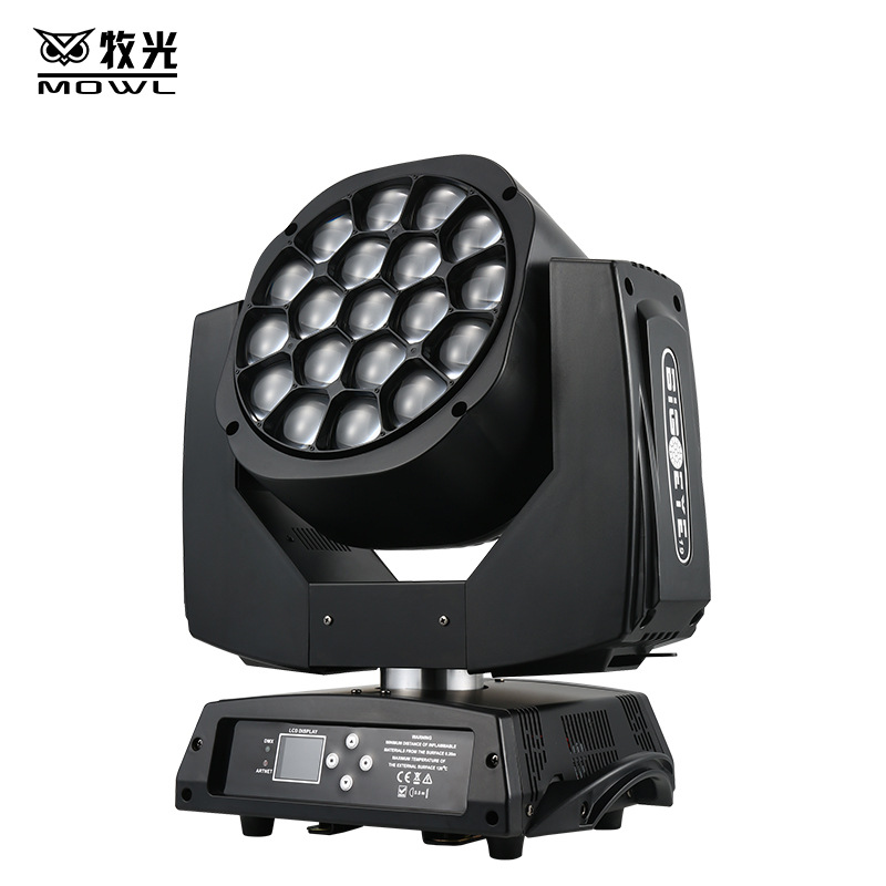 19 Ojo de abeja grande luces de cabeza móvil barra clara luces de la etapa de la boda brillante rendimiento de la etapa de enfoque luces teñidas