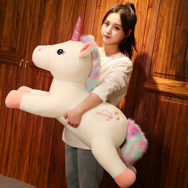 Regenbogen-Einhorn-Plüschtier, Glücksstern-Pegasus-Kissen für Mädchen, Kuscheltier, weiches Spielzeug, süßes Geschenk_voghion.com