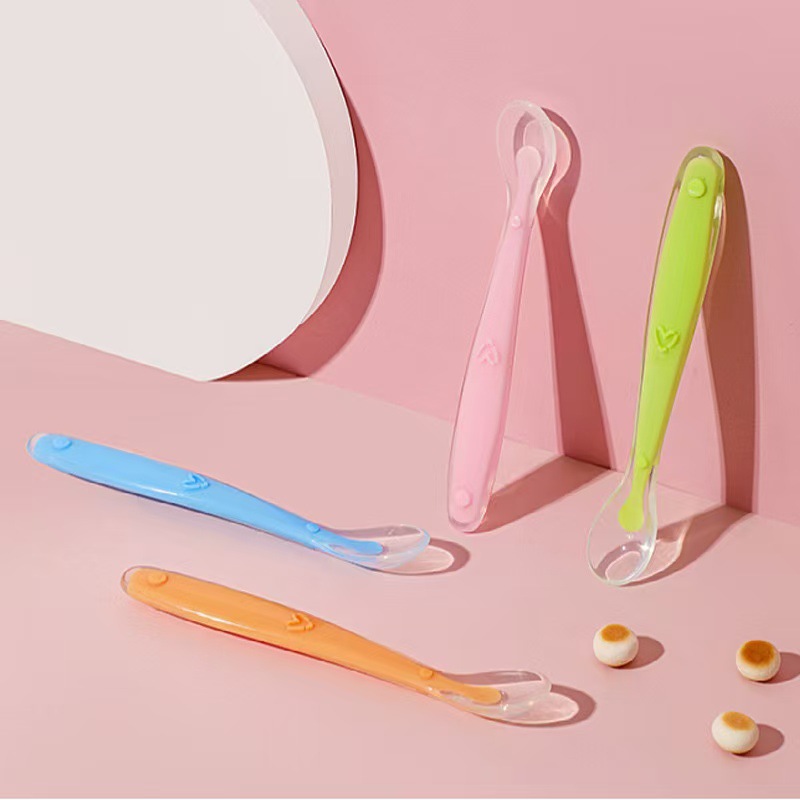 Baby Silicone Spoon Baby Liquid Silicone Soft Spoon Newborn Silicone Spoon Maternal and Infant Feeding Tableware Spot Batch