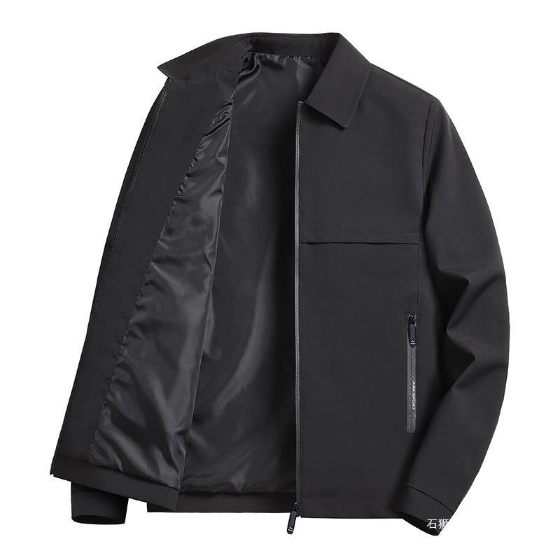 Men's Clothing manufacturers spring and autumn new middle aged and elderly thin coat lapel solid color zipper men's jacket one piece dropshipping_voghion.com