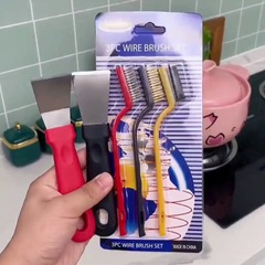 Kitchen Cleaning Tools: 5-Piece Multi-Functional Set Including Stovetop Brush, Pot Bottom Scrubber, Vortex Cleaner, and Range Hood Scraper