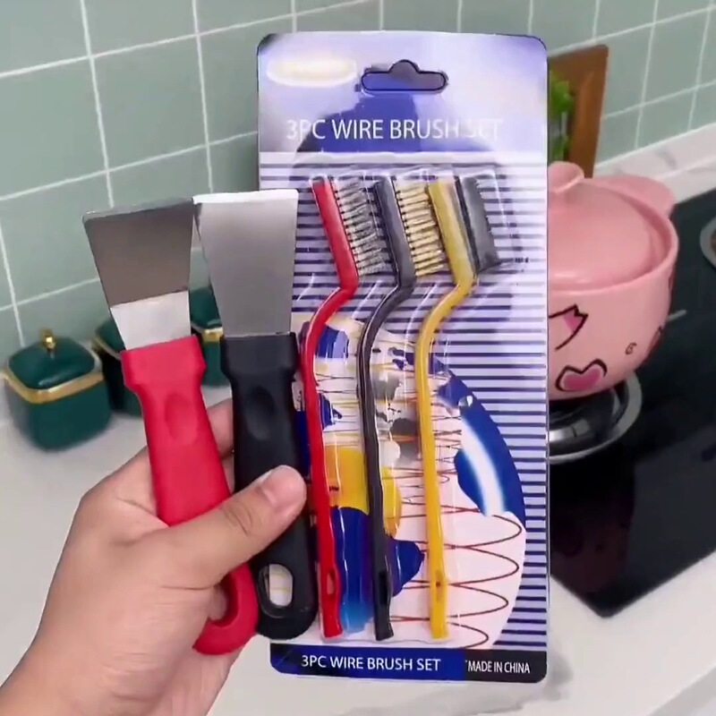 Kitchen Cleaning Tool Stove Brush Five-piece Set Multifunctional Cleaning Pot Bottom Vortex Shell Range Hood Scraper Tool suit Kitchen Cleaning Tool Stove Brush Five-piece Set Multifunctional Cleaning Pot Bottom Vortex Shell Range Hood Scraper Tool suit