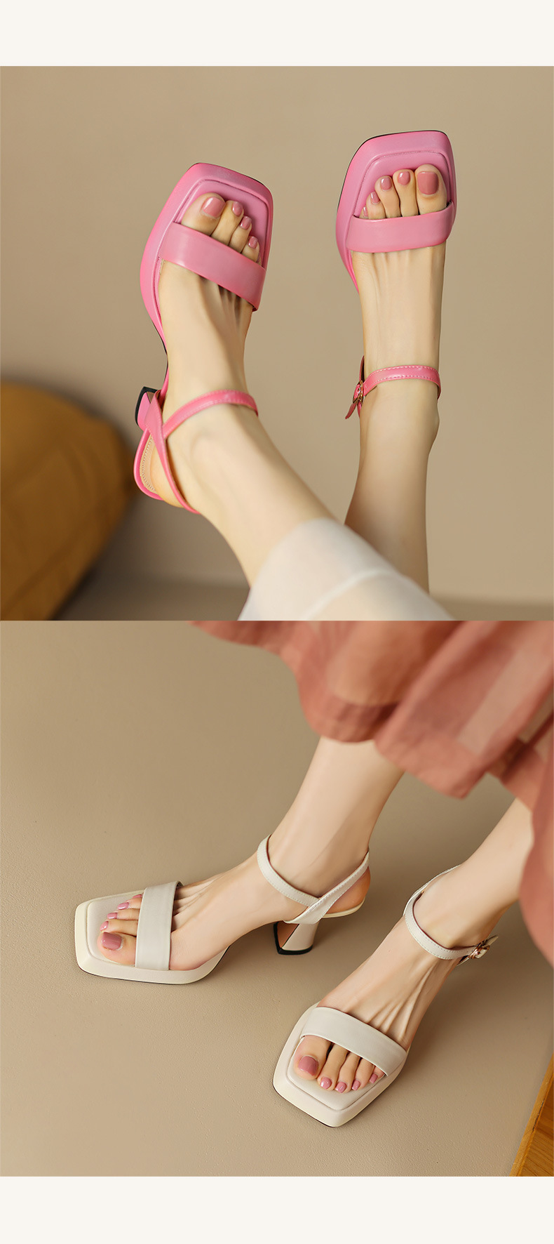 Women's Casual Elegant Solid Color Square Toe High Heel Sandals display picture 5