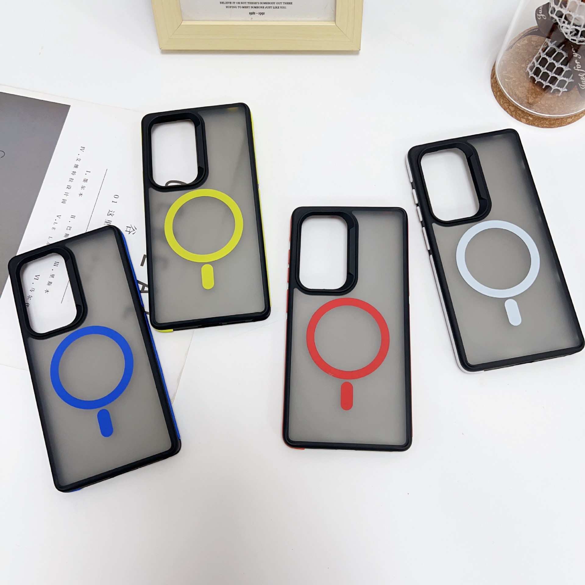 跨境S25ULRTA彩色磁吸手机壳适用SamsungS25双色彩边A26肤感防摔