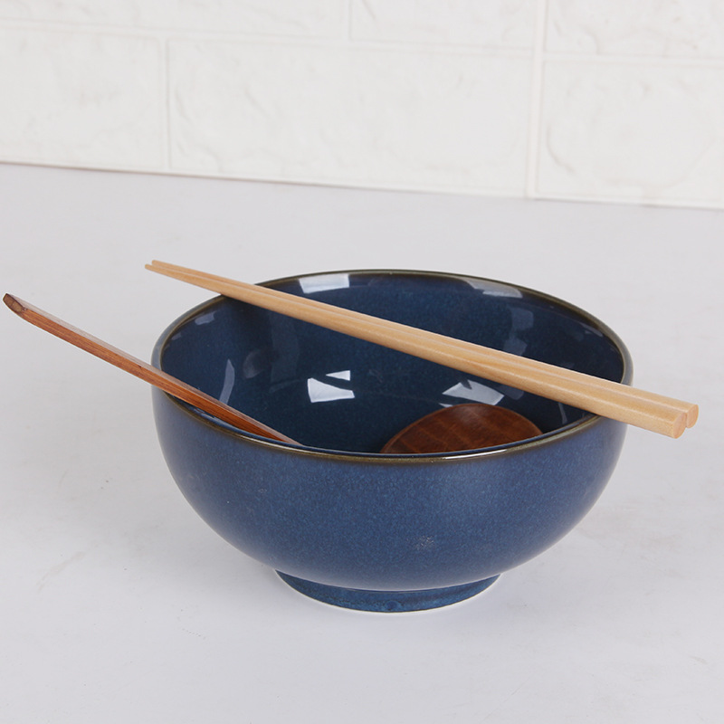 Tazón de cerámica azul claro de los tallarines del horno japonés del comercio exterior simple MOQ 1