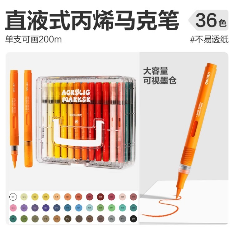 デリバッグ ストレート液体アクリルマーカーペン ソフトヘッド 積み重ね可能 強力なカバー力 小学生の絵画用の紙が透けにくい|undefined